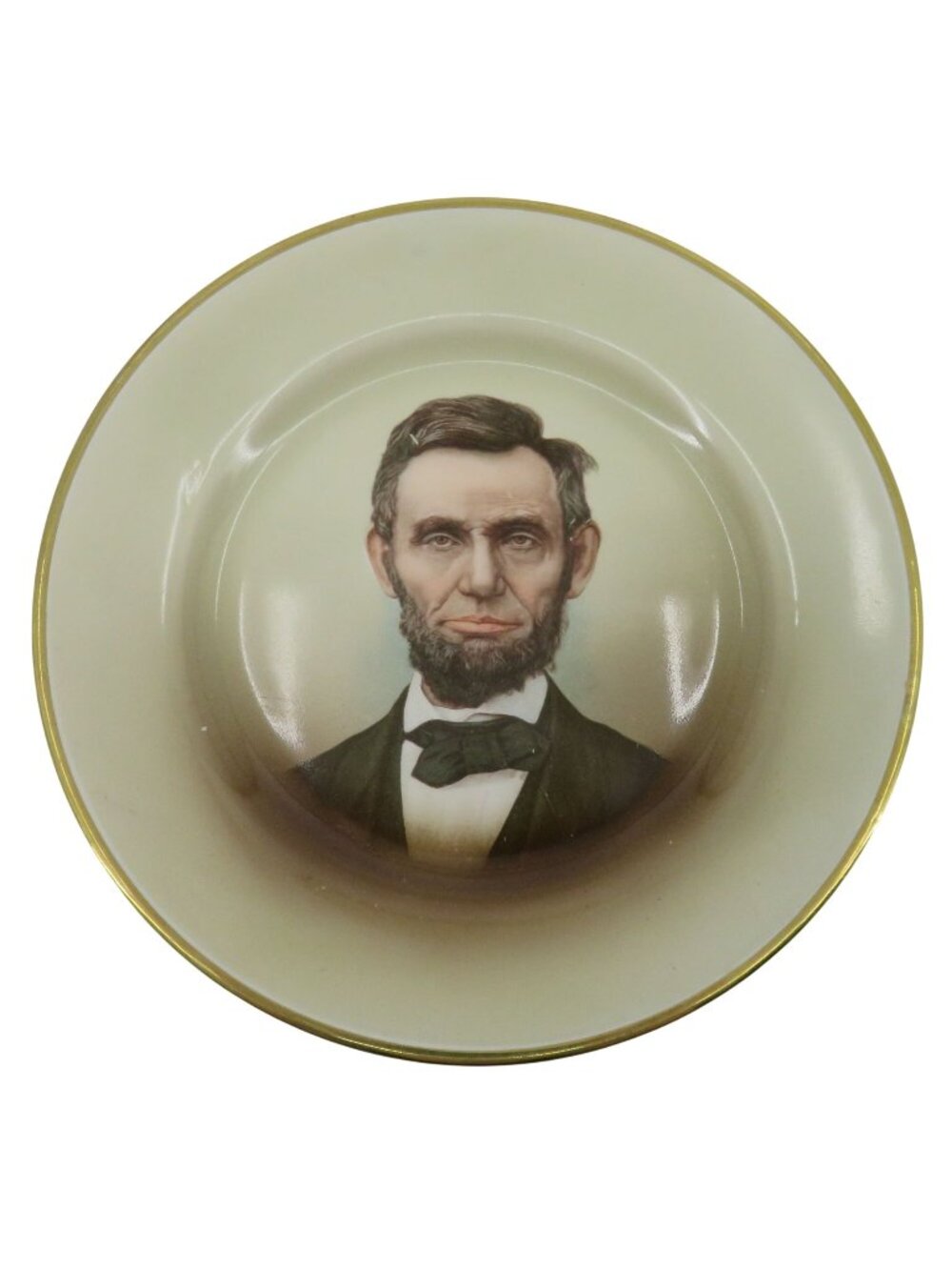 Antique Johnson Bros President Abraham Lincoln Portrait Gold Trim Plate England